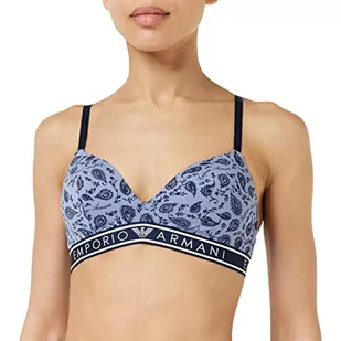 Emporio Armani Damski damski biustonosz z nadrukiem bawełnianym wyściełanym trójkątnym, Sky Blue Paisley Pr., M - Biustonosze - miniaturka - grafika 1