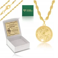Biżuteria dla dzieci - LŚNIĄCY ZŁOTY NASZYJNIK + ZAWIESZKA MEDALIK 18K + GRAWER BIERZMOWANIE 50CM - miniaturka - grafika 1