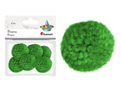 Pasmanteria - Pompony dekoracyjne ozdobne z włóczki 6szt zielone - zielony - miniaturka - grafika 1