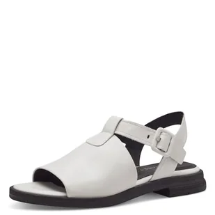 MARCO TOZZI Feel Me damskie sandały, skóra, miękka wyściółka wewnętrzna, 2-28164-42 sandały z obcasem, biały/czarny, 36 EU - Moda i Uroda OUTLET - miniaturka - grafika 1