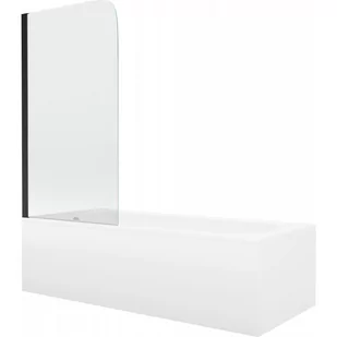 Mexen Vega wanna prostokątna 160 x 70 cm z obudową i parawanem 1-skrzydłowym 70 cm, transparent, czarny - Wanny - miniaturka - grafika 1
