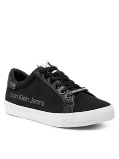 Półbuty damskie - Calvin Klein Jeans Tenisówki Low Profile Sneaker Laceup Co YW0YW00057 Czarny - grafika 1