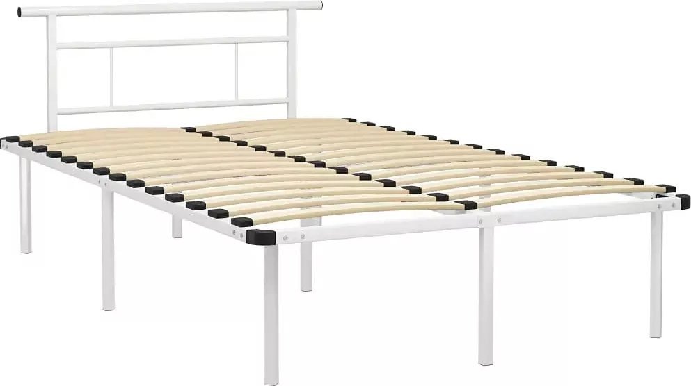Elior Białe metalowe łóżko małżeńskie 140x200 cm - Mervex
