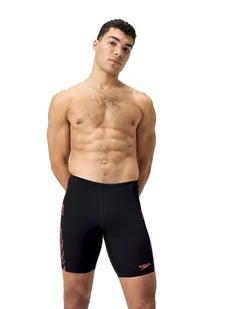 Speedo Kąpielówki "Eco+ Tech" w kolorze czarno-czerwono-szarym - Kąpielówki męskie - miniaturka - grafika 1