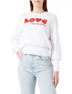 Swetry damskie - Love Moschino Damski sweter z okrągłym dekoltem, biały (Optical White), rozmiar 38 (DE), optical white, 38 - miniaturka - grafika 1