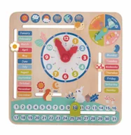 Zabawki interaktywne dla dzieci - Drewniany zegar edukacyjny z puzzlami - Kolorowe dni i miesiące - miniaturka - grafika 1