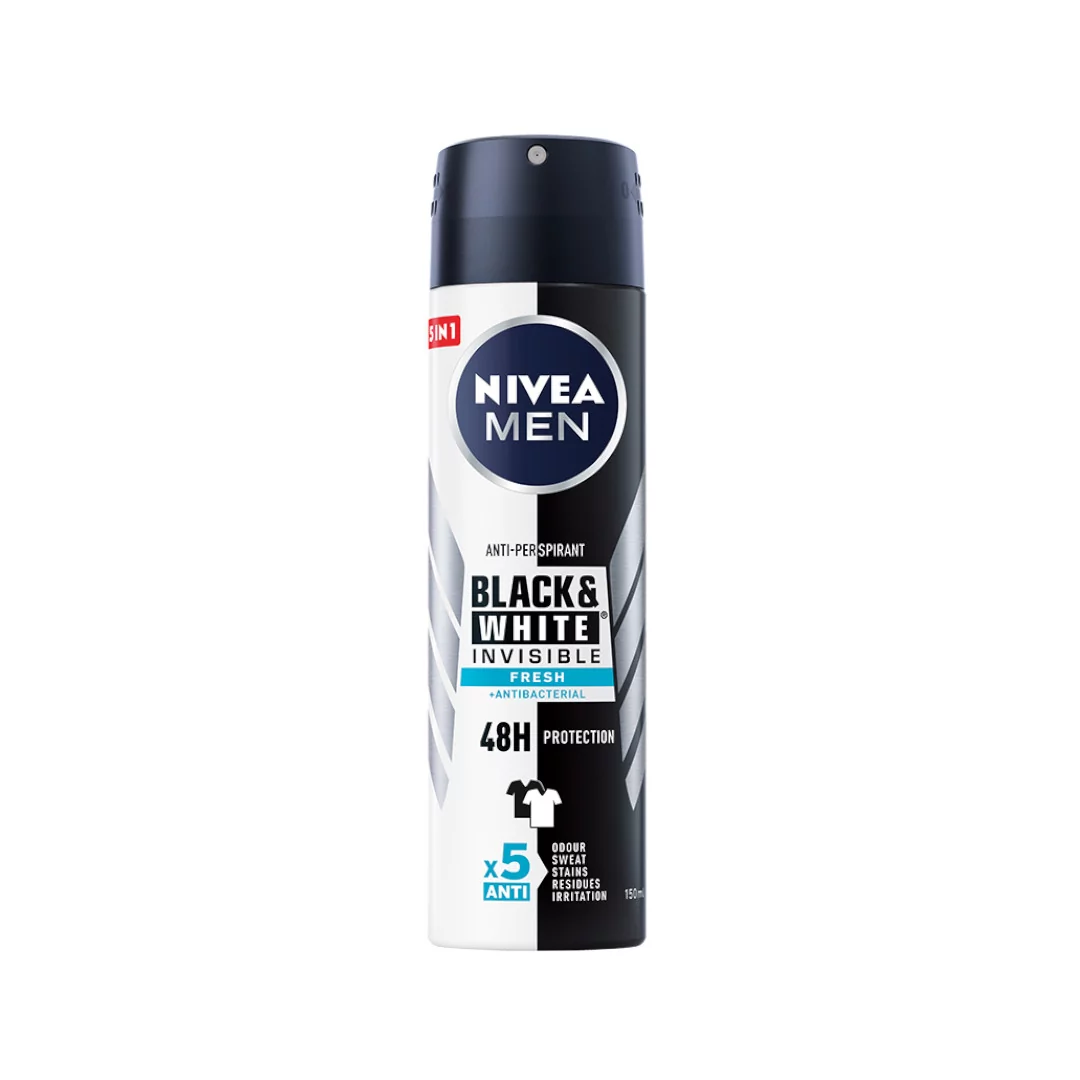 Nivea Antyperspirant Men Invisible for Black & White Fresh 48 h w sprayu 150 ml