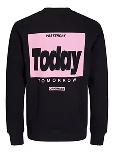 JACK & JONES Męska bluza Jorburning Sweat Crew Neck Tg, czarny, L - Bluzy męskie - miniaturka - grafika 1