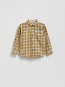 Bluzy i sweterki niemowlęce - Reserved - Bawełniana koszula w kratę - bursztynowy - miniaturka - grafika 1