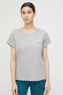 Koszulki sportowe damskie - Tommy Hilfiger t-shirt lounge bawełniany kolor szary - grafika 1