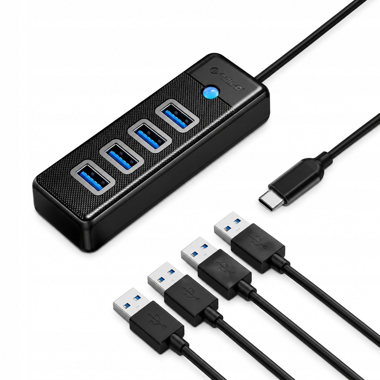 HUB USB Orico PW4U-C3 4-portowy USB-A 3.0 1,8 m - czarny 6941788855243