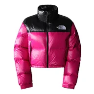 Kurtki i kamizelki sportowe damskie - Kurtka The North Face Nuptse Short Jacket 0A5GGE1461 - różowo-czarna - miniaturka - grafika 1