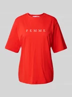 Koszulki i topy damskie - T-shirt o kroju oversized z nadrukiem z logo model ‘VILJA’ - miniaturka - grafika 1