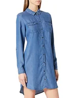 Sukienki - VERO MODA Vmsilla Ls Short Dress Mix Ga Noos sukienka damska, niebieski (medium blue denim), M - miniaturka - grafika 1