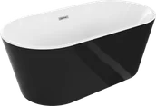 Wanny - Mexen Luna wanna wolnostojąca 150 x 75 cm, biała/czarna, przelew chrom - 52031507575-01 - miniaturka - grafika 1