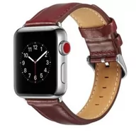 Akcesoria do smartwatchy - Opaska Pasek Bransoletka Genue Leather Apple Watch 1/2/3/4/5/6/7/8/Ultra/Se 42/44/45/49Mm Bordowa - miniaturka - grafika 1