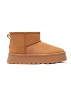 Botki damskie - Foreverfolie Botki zimowe w kolorze jasnobrązowym - miniaturka - grafika 1