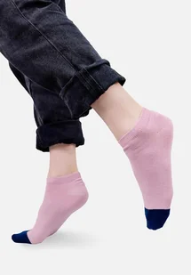 Pudrowo różowe bawełniane skarpetki stopki we wzory Kabak - Skarpetki męskie - miniaturka - grafika 1