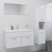 Meble łazienkowe - Zestaw mebli łazienkowych, wysoki połysk, biały, płyta wiórowa Lumarko! - miniaturka - grafika 1
