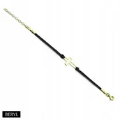 Biżuteria religijna - Bransoletka rzemyk Celebrytka Srebro 925 krzyżyk - miniaturka - grafika 1