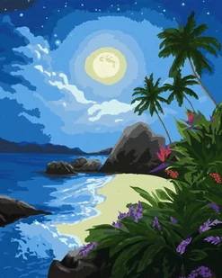 Zestaw do malowania po numerach. Księżycowa noc ©annasteshka 40x50 cm, KHO2730 - Malowanie po numerach - miniaturka - grafika 1