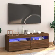 Szafki RTV - Lumarko Szafka pod TV z oświetleniem LED, brązowy dąb, 120x35x40 cm - miniaturka - grafika 1