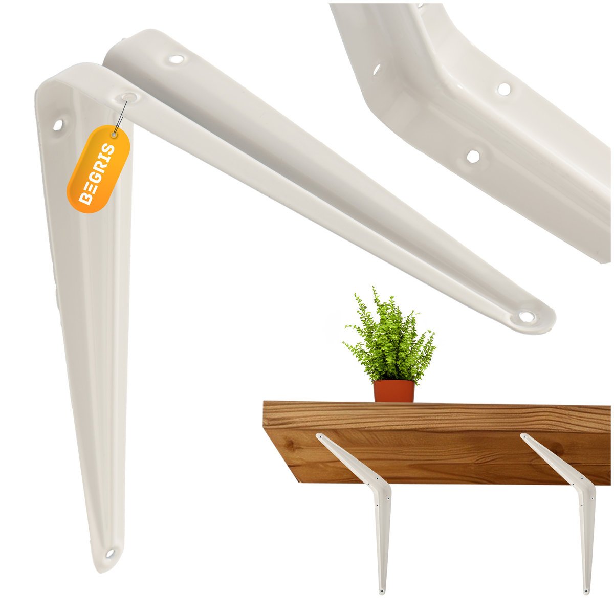 WSPORNIK PÓŁKI METALOWY DO PÓŁEK BIAŁY PODPÓRKA UCHWYT POD PÓŁKĘ 400x350MM