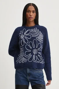Desigual sweter z domieszką wełny CAMBRIDGE damski kolor granatowy ciepły 24WWJF68 - Swetry damskie - miniaturka - grafika 1