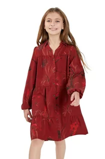 Sukienki i spódniczki dla dziewczynek - Desigual Sukienka dziecięca kolor czerwony mini rozkloszowana - grafika 1