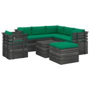 Meble ogrodowe - vidaXL 8-cz zestaw wypoczynkowy z palet z poduszkami lita sosna 3062036 - miniaturka - grafika 1