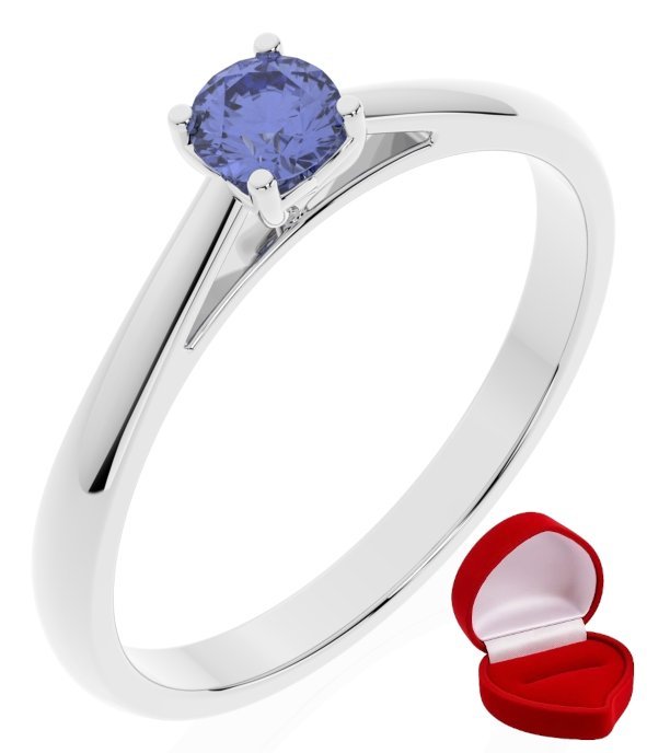 ZŁOTY PIERŚCIONEK ZARĘCZYNOWY 585 14k TANZANIT 0,19 ct BIAŁE ZŁOTO R10