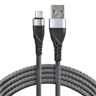 Kabel USB - microUSB EVERACTIVE 1m 2,4A pleciony szary (CBB-1MG) - Listwy zasilające - miniaturka - grafika 1