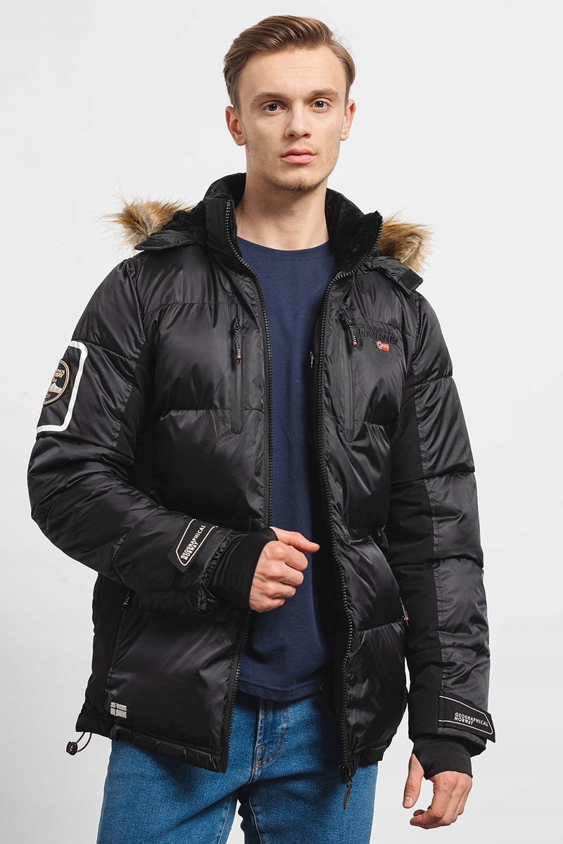 GEOGRAPHICAL NORWAY KURTKA MĘSKA CZARNA Z KAPTUREM NA ZAMEK XXL 7CA