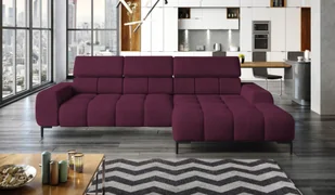 Narożnik tapicerowany w kształcie litery L Prawy Narożnik z funkcją spania Sofa z funkcją spania Mała 3-osobowa Regulowane zagłówki i siedzisko Tkanina: SALVADOR 177x270x99 cm Bordowa czerwień - Narożniki - miniaturka - grafika 1