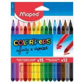 Flamastry - Zestaw Infinity kredki 15szt+flamastry Jungle 12sz - miniaturka - grafika 1