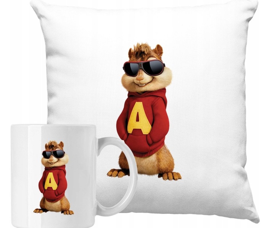 ZESTAW PODUSZKA + KUBEK Alvin I Wiewiórki Pomysł Na Prezent +IMIĘ #1