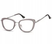Okulary korekcyjne, oprawki, szkła - Sunoptic Okulary oprawki korekcyjne kocie oczy zerówki flex MTR-99F szaro-srebrne - miniaturka - grafika 1