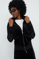 Bluzy damskie - Juicy Couture bluza damska kolor czarny z kapturem gładka - miniaturka - grafika 1