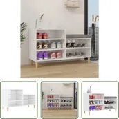 Szafki na buty - Stojak na buty The Living Store biały wysoki połysk 102x36x60 cm materiał drewnopochodny - miniaturka - grafika 1