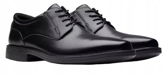 CLARKS CZARNE PÓŁBUTY MĘSKIE SKÓRZANE ELEGANCKIE MIGDAŁOWY NOSEK 46 3DA