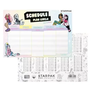 Plan lekcji z tabliczką mnożenia Unicorn (25szt) - STARPAK - Szkolne artykuły papiernicze - miniaturka - grafika 1