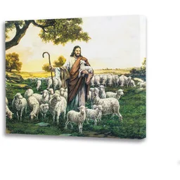 Obraz religijny na płótnie Jezus Chrystus Dobry Pasterz - Ikony i obrazy sakralne - miniaturka - grafika 1