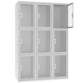 Szafki BHP - Metalowa szafa z drzwiczkami pleksi MSUS 433 9 skrytek na prywatne klucze - miniaturka - grafika 1