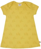 Sukienki - loud + proud Dziewczęcy nadruk, sukienka dziecięca z certyfikatem GOTS, złoto, 122/128 cm - miniaturka - grafika 1