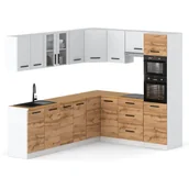 Meble kuchenne - Kuchnia marra narożna 4.6m modułowa nowoczesna z blatem biała biała wotan - miniaturka - grafika 1