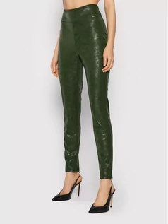 Spodnie damskie - Guess Spodnie z imitacji skóry Priscilla W1BB08 WE5V0 Zielony Extra Slim Fit - grafika 1
