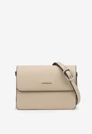 Torebki damskie - Jasnobeżowa Dwukomorowa Torebka Typu Listonoszka Davitte - miniaturka - grafika 1