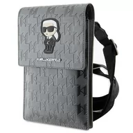 Etui i futerały do telefonów - Karl Lagerfeld Torebka KLWBSAKHPKG srebrny/silver Saffiano Monogram Ikonik - miniaturka - grafika 1