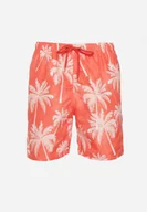 Kąpielówki męskie - Pomarańczowe Kąpielówki z Gumką w Pasie ze Sznurkiem w Ozdobny Print Elzubia - miniaturka - grafika 1