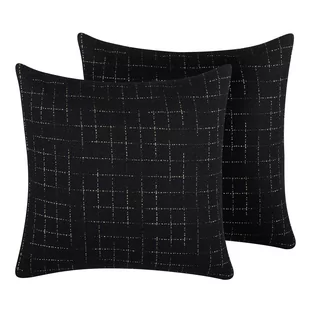 Beliani Zestaw 2 poduszek dekoracyjnych geometryczny wzór 45 x 45 cm czarny BE - Poduszki dekoracyjne - miniaturka - grafika 1